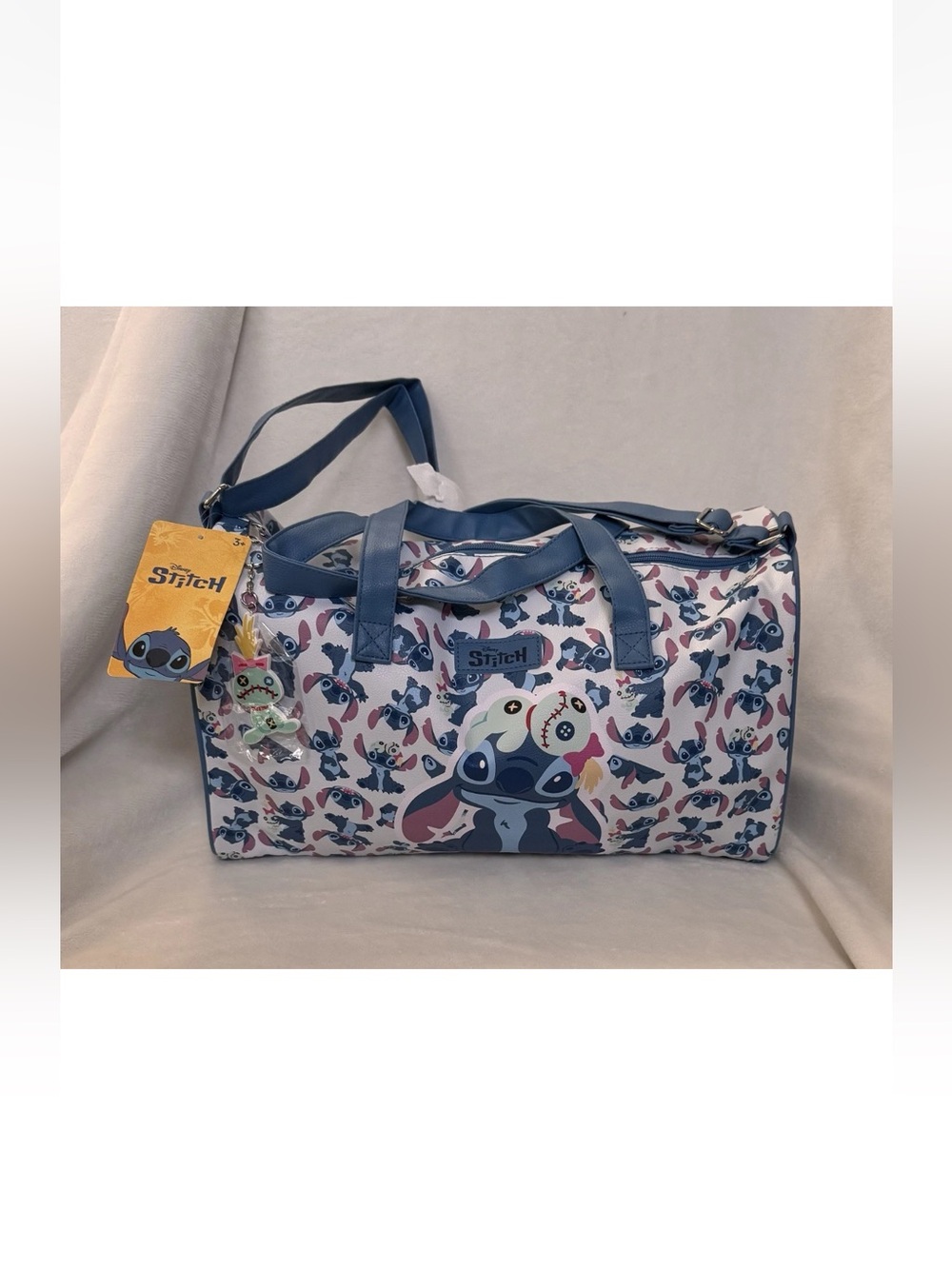Disney Stitch & Scrump Blue and White Travel Duffel